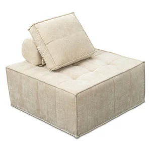 Fauteuil in velveteen-stijl – 96 x 100 x 89 cm – Beige Fauteuil in velveteen-stijl – 96 x 100 x 89 cm – Beige