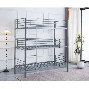 Stapelbed metaal 3 eenpersoonsbedden "HAVIN" – 90 x 190 cm – Grijs Stapelbed metaal 3 eenpersoonsbedden "HAVIN" – 90 x 190 cm – Grijs