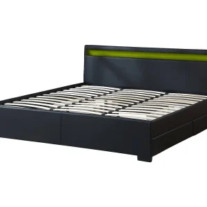 Dubbel LED-bed met opbergruimte "Nico" – 180 x 200 cm – Zwart Dubbel LED-bed met opbergruimte "Nico" – 180 x 200 cm – Zwart