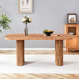Eettafel 180x90cm voor 4 tot 6 personen – Blad met structuur – Houtkleur Eettafel 180x90cm voor 4 tot 6 personen – Blad met structuur – Houtkleur