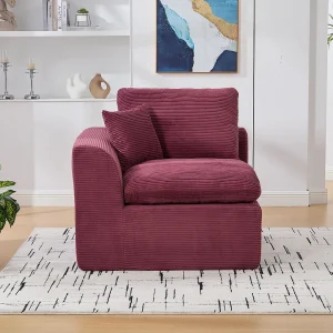 Eenvoudige fauteuil met corduroy kussen – Bordeauxrood Eenvoudige fauteuil met corduroy kussen – Bordeauxrood