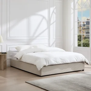 Opbergboxspring 180 x 200 cm kingsize in beige ribfluweel – FIRMEO van YSMÉE