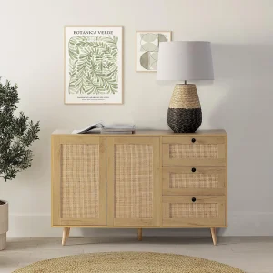 Dressoir Bella 3 laden en 2 deuren eiken kleur, 120 cm Dressoir Bella 3 laden en 2 deuren eiken kleur, 120 cm