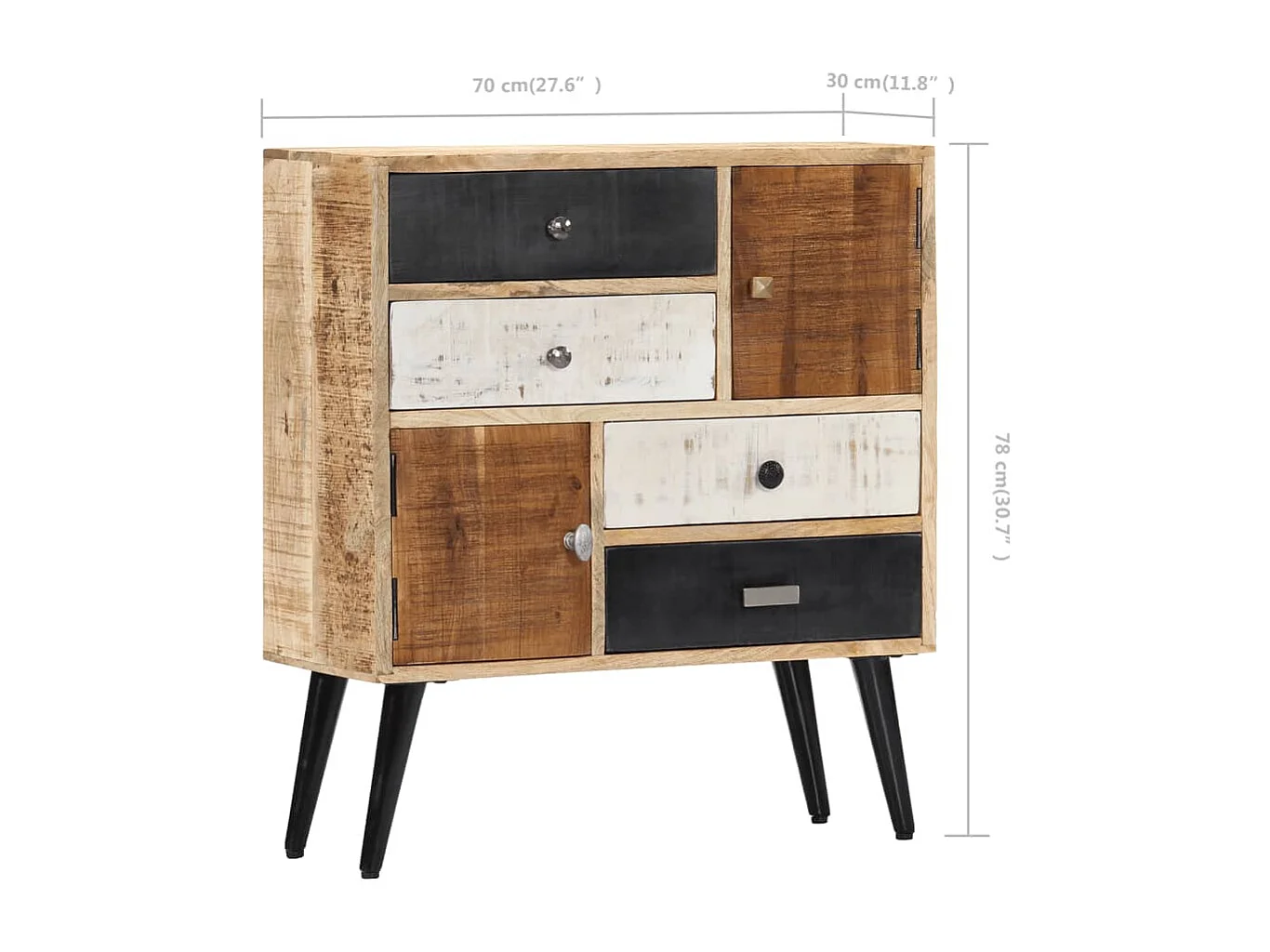 Dressoir 70x30x78 cm massief mangohout