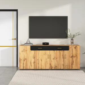 Dressoir met 4 deuren en 2 lades – PB hout – Licht naturel en zwart