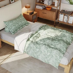 Eenpersoonsbed 90x200cm – verwijderbaar gestoffeerd hoofdeinde – massief hout + schuim + multiplex – Natuur (matras niet inbegrepen) Eenpersoonsbed 90x200cm – verwijderbaar gestoffeerd hoofdeinde – massief hout + schuim + multiplex – Natuur (matras niet inbegrepen)