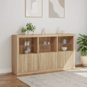 Dressoir met LED-verlichting 181,5x37x100 cm sonoma eikenkleur