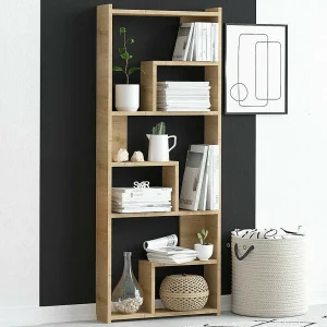 Eikenhouten boekenkast – 60 x 15 x 150 cm – Eiken – Melamine gecoat spaanplaat Eikenhouten boekenkast – 60 x 15 x 150 cm – Eiken – Melamine gecoat spaanplaat