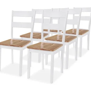 Eetkamerstoelen 6 st massief rubberwood wit Eetkamerstoelen 6 st massief rubberwood wit