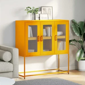 Dressoir 100,5x39x107 cm koudgewalst staal mosterdgeel Dressoir 100,5x39x107 cm koudgewalst staal mosterdgeel
