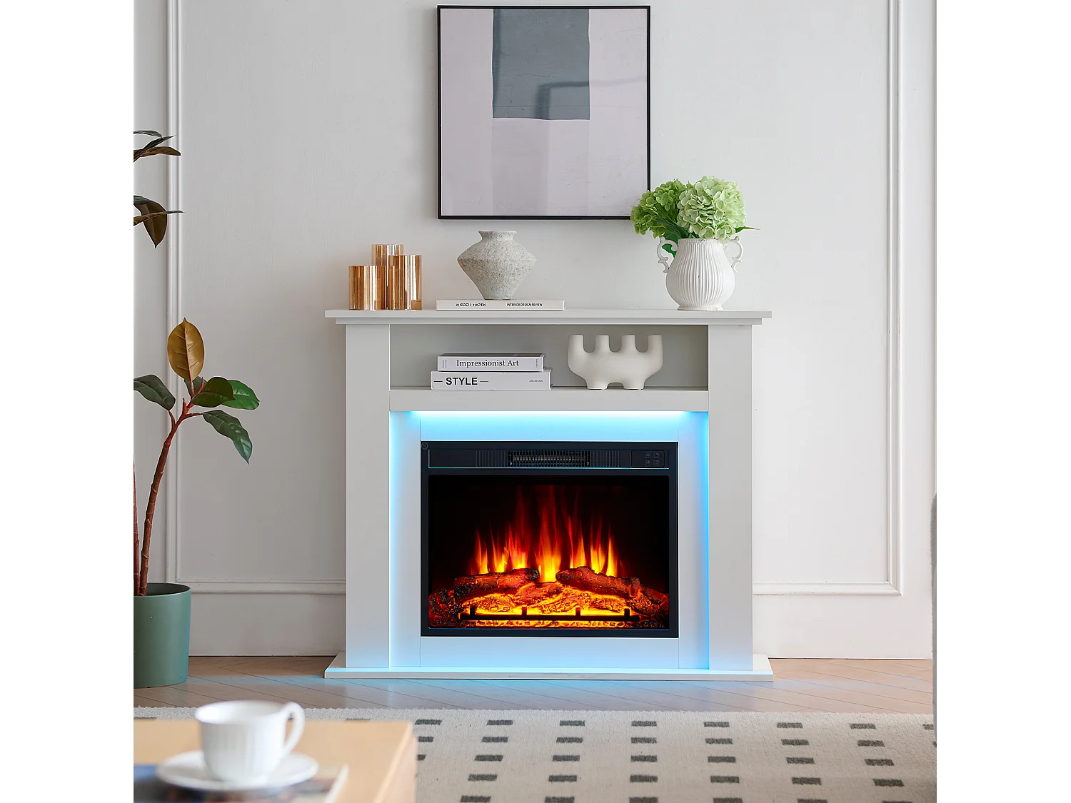 Elektrische haard BALDERIA Liora - staande haard, opbergvak, verwarming - wit