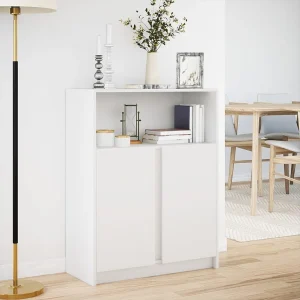 Dressoir met LED 77x34x100 cm bewerkt hout wit Dressoir met LED 77x34x100 cm bewerkt hout wit