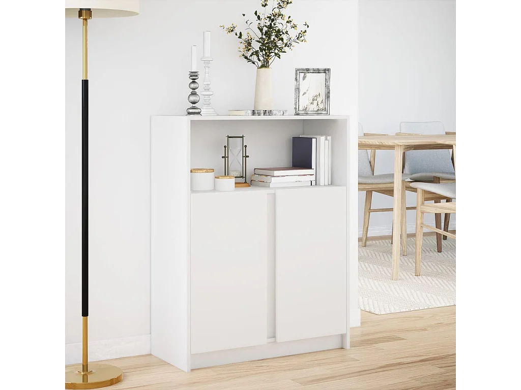 Dressoir met LED 77x34x100 cm bewerkt hout wit