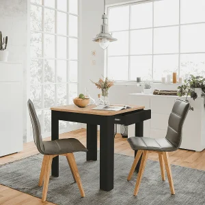 Eettafel met vierkant tafelblad van 80×80 cm en 1 opbergla – SKARA