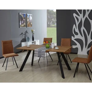 Moderne Rustieke Eettafel "Manhattan" Eiken/Zwart – 160 x 90 x 75,5 cm Moderne Rustieke Eettafel "Manhattan" Eiken/Zwart – 160 x 90 x 75,5 cm