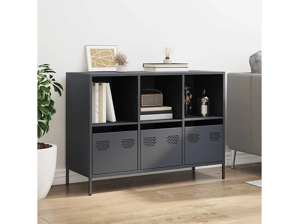 Dressoir 101,5x39x73,5 cm koudgewalst staal antracietkleurig