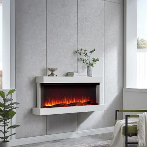 Elektrische haard BALDERIA Achilles (L) – Wandhaard met verwarming – Wit Elektrische haard BALDERIA Achilles (L) – Wandhaard met verwarming – Wit