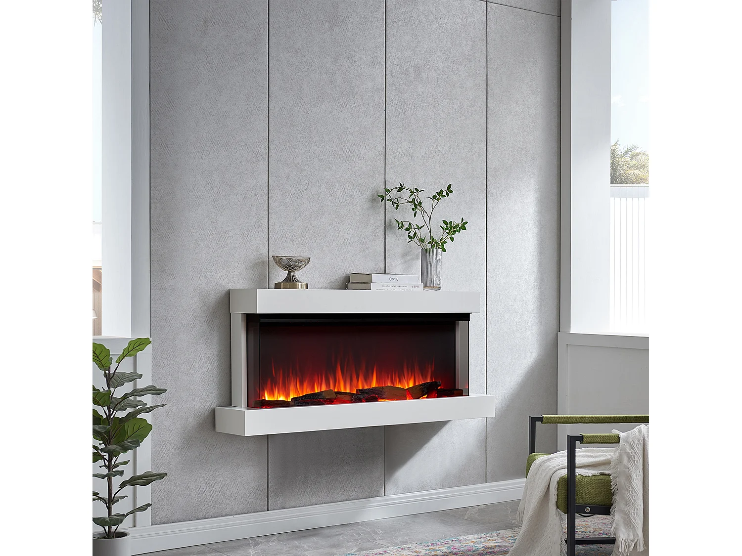 Elektrische haard BALDERIA Achilles (L) - Wandhaard met verwarming - Wit