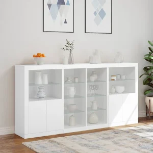 Dressoir met LED-verlichting 202x37x100 cm wit