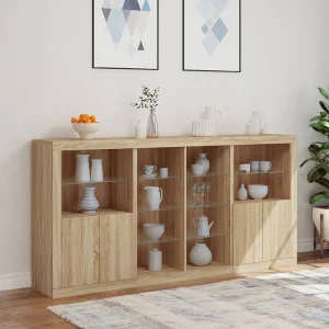 Dressoir met LED-verlichting 202x37x100 cm sonoma eikenkleurig