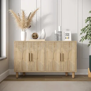 Dressoir van melamine gecoat spaanplaat – 120 x 73,6 x 29,6 cm – Saffier Eiken