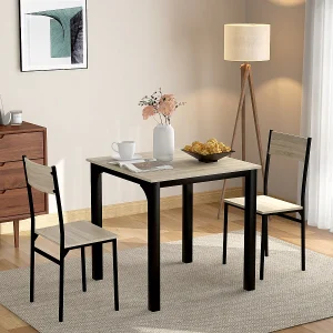 Eettafelset: tafel met 2 stoelen voor balkon, eetkamer, woonkamer (natuurlijke kleur) Eettafelset: tafel met 2 stoelen voor balkon, eetkamer, woonkamer (natuurlijke kleur)