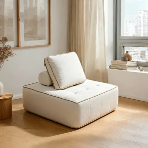 Fauteuil Zen 1 zitplaats – wit en zand Fauteuil Zen 1 zitplaats – wit en zand