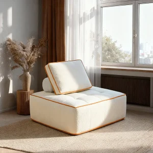 Fauteuil Zen 1 zitplaats – wit en oranje Fauteuil Zen 1 zitplaats – wit en oranje