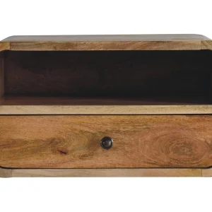 Zwevend nachtkastje Large Oak-ish gebogen Artisan Furniture, 1 lade, 1 open vak boven, bruin
