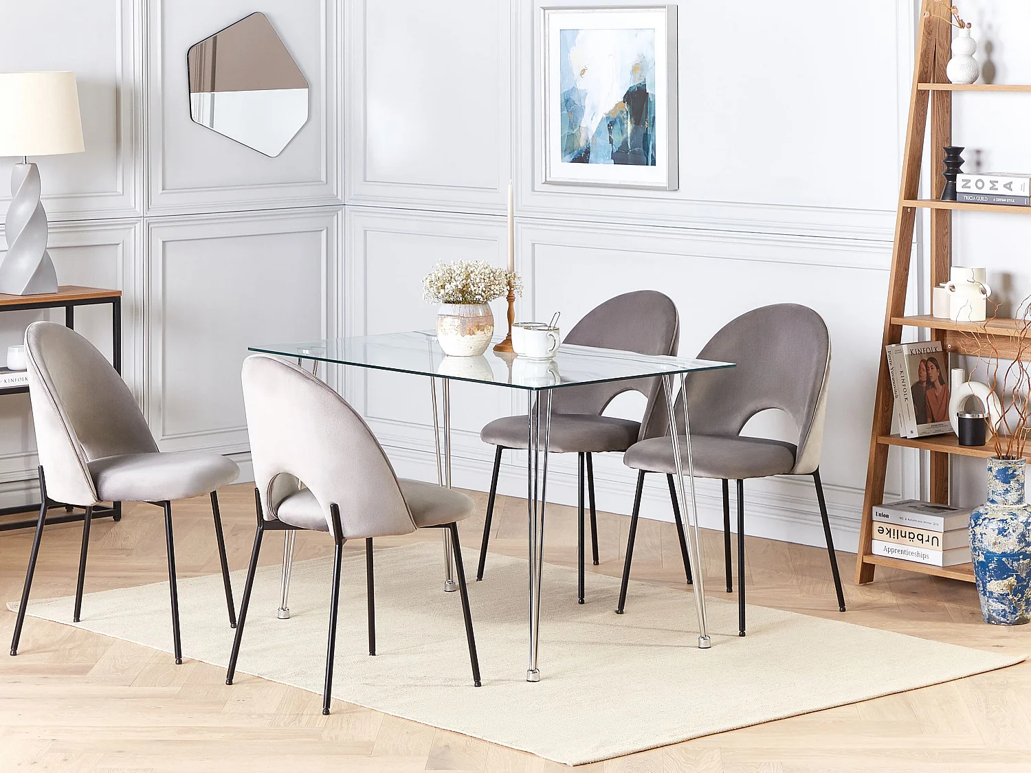 Eettafel WINSTON Zilver 120 cm 70 cm Veiligheidsglas