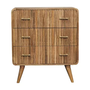 Artisan Furniture massief houten ladekast met T-grepen, 3 lades, lichtbruin