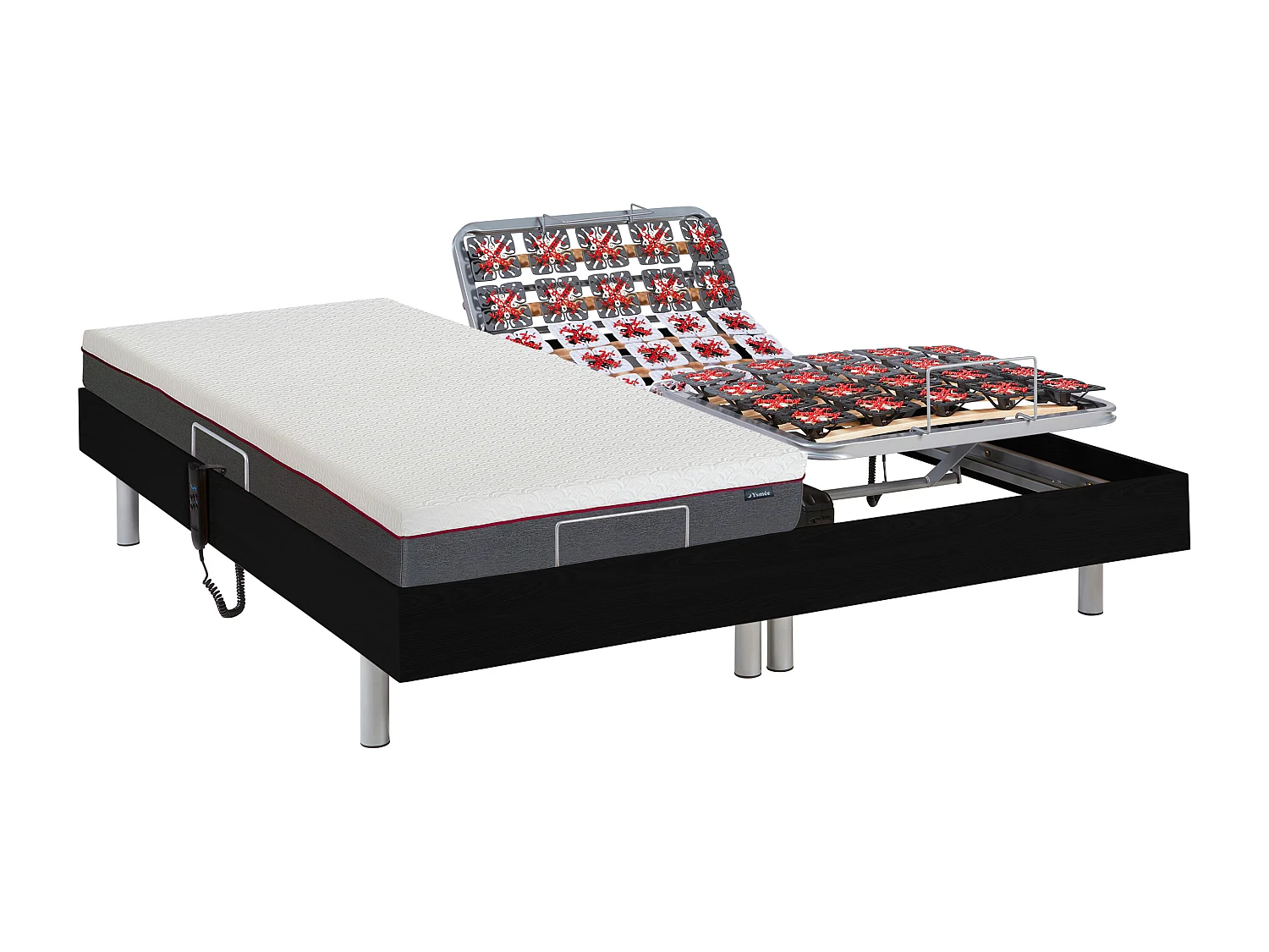 Elektrisch relaxbed met vormgeheugen-matras ATRIDE van YSMÉE - zwart - 2 x 90 x 200 cm