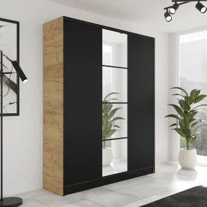 Draaideurkast EDEN – 3 Deuren – Model 4 – Eik Craft Goud / Zwart Draaideurkast EDEN – 3 Deuren – Model 4 – Eik Craft Goud / Zwart