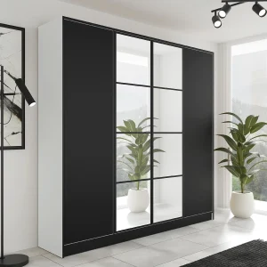 Draaideurkast EDEN – 4 Deuren – Model 4 – Wit / Zwart Draaideurkast EDEN – 4 Deuren – Model 4 – Wit / Zwart