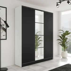 Draaideurkast EDEN – 3 Deuren – Model 4 – Wit / Zwart Draaideurkast EDEN – 3 Deuren – Model 4 – Wit / Zwart