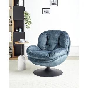 Draaifauteuil NOLVIK Fluweel Donkerblauw Draaifauteuil NOLVIK Fluweel Donkerblauw