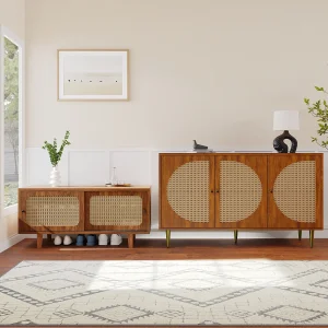 Dressoir en schoenenkast van rotan – PB hout – Bruin Dressoir en schoenenkast van rotan – PB hout – Bruin