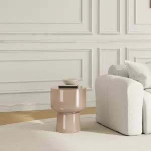 Metalen bijzettafel – Glanzend beige – FALENY Metalen bijzettafel – Glanzend beige – FALENY