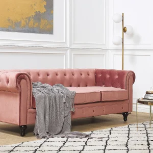 Bank CHESTERFIELD Fluweel Roze 3-zitter