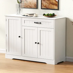 Dressoir 75x40x90 cm met drielaagse legplank en zes vakken. Gemaakt van wit MDF. Geschikt voor zowel de woonkamer als de eetkamer. Dressoir 75x40x90 cm met drielaagse legplank en zes vakken. Gemaakt van wit MDF. Geschikt voor zowel de woonkamer als de eetkamer.