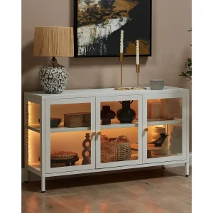 Glazen vitrinekast LED NEWPORT Metaal 115 cm Wit Glazen vitrinekast LED NEWPORT Metaal 115 cm Wit