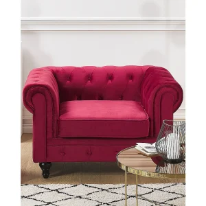 Fauteuil fluweel donkerrood CHESTERFIELD Fauteuil fluweel donkerrood CHESTERFIELD