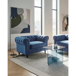 Fauteuil fluweel donkerblauw CHESTERFIELD