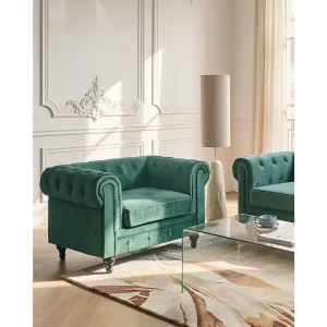 Fauteuil fluweel groen CHESTERFIELD Fauteuil fluweel groen CHESTERFIELD