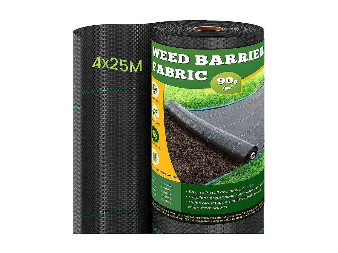 Dripex 4m x 25m onkruidbestrijdingsdoek, tuinvlies, 90 g/m², scheurvast onkruidbestrijdingsdoek, rol, waterdoorlatend en zeer UV-bestendig