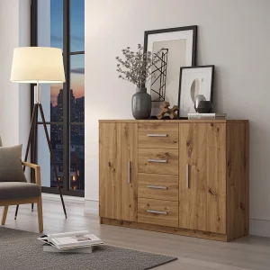 Dressoir Tamiza 120 cm – Artisan Eiken (2 deuren, 4 lades)