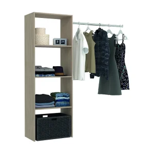 Dressing Bois Compact Kast met 3 Planken en Kledingstang 160x40x180 cm ELYSEE Dressing Bois Compact Kast met 3 Planken en Kledingstang 160x40x180 cm ELYSEE