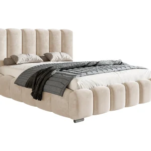 Emporius bed 180×200 cm met opbergruimte Pearl – gestoffeerd bed 180×200, fluwelen Beige (Amor Velvet 4304)
