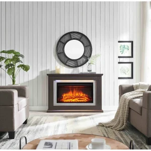 Elektrische haard BALDERIA Xenia – staande haard, verwarming 2000 W – donker eiken
