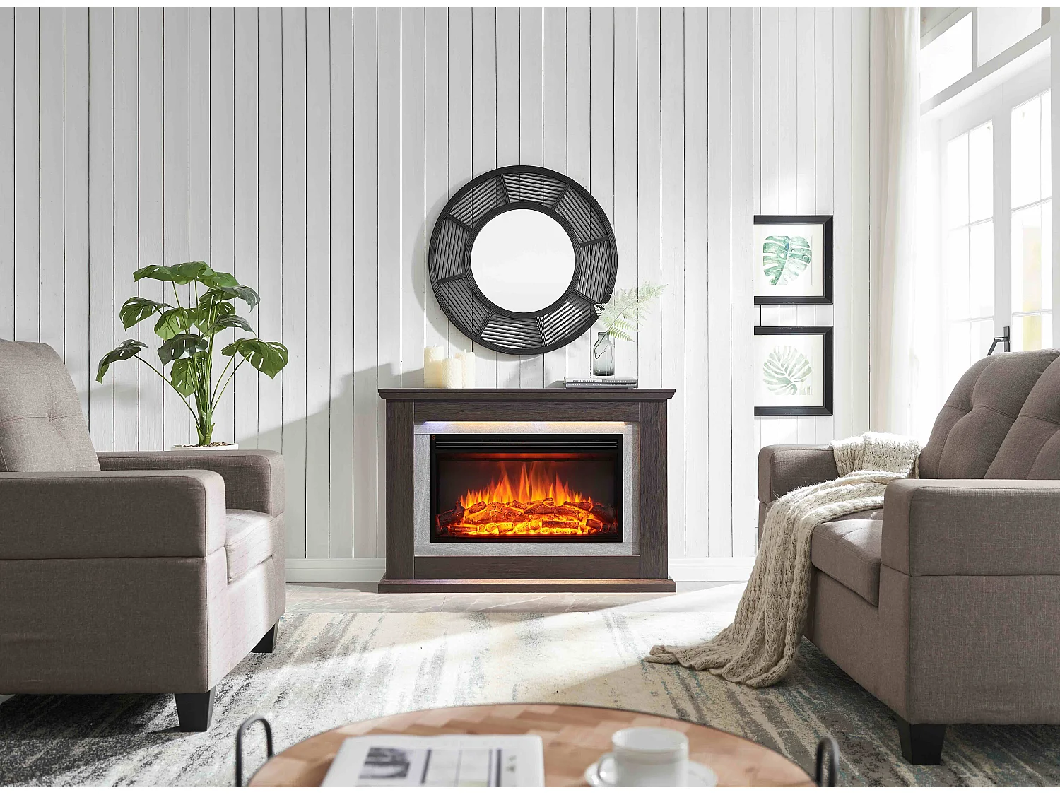 Elektrische haard BALDERIA Xenia - staande haard, verwarming 2000 W - donker eiken
